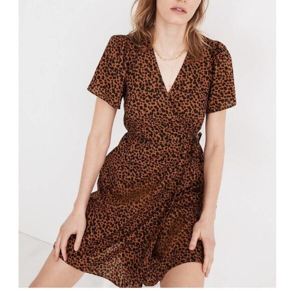 Madewell Wrap Leopard Mini Dress size XS - Picture 1 of 8